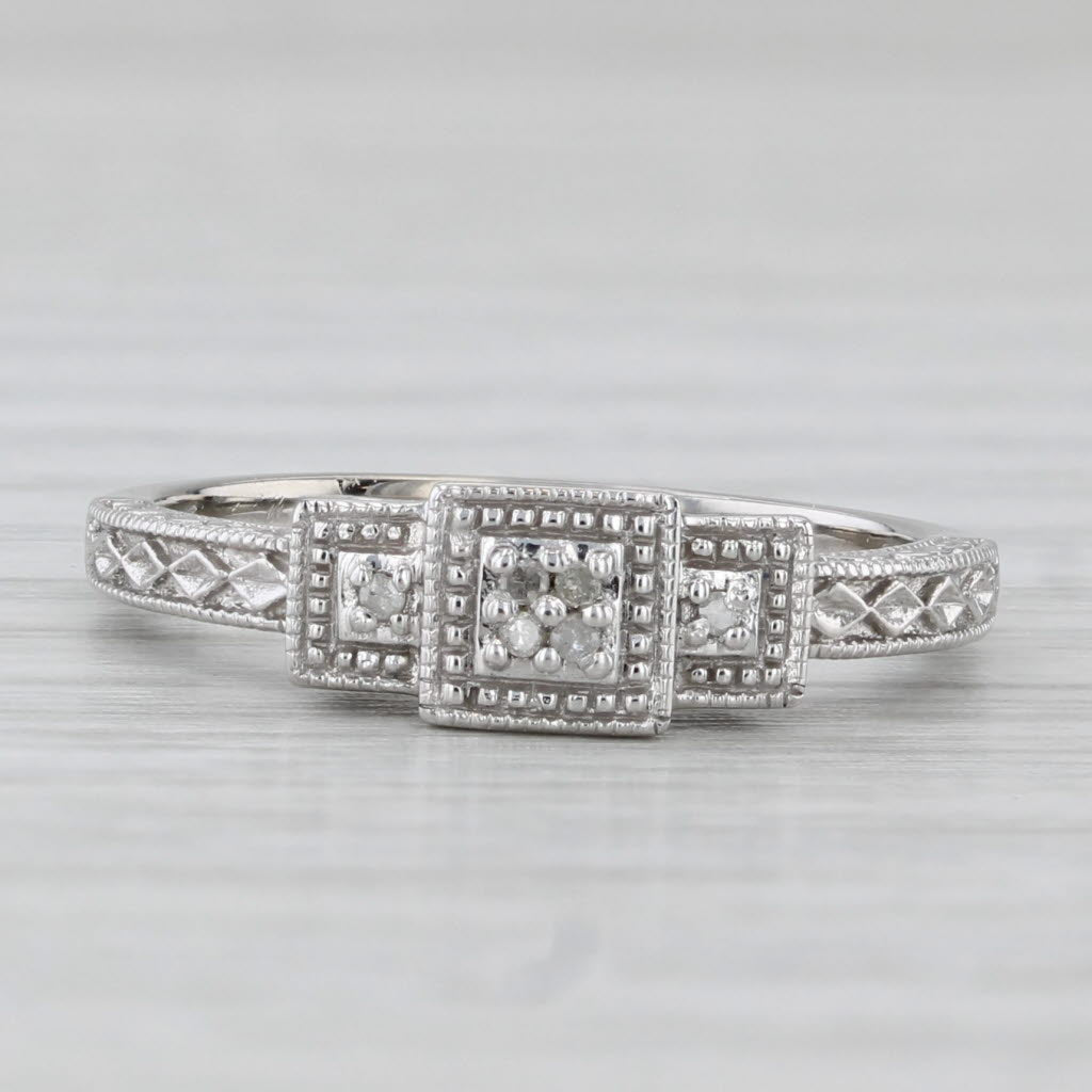 Light Gray Diamond Ring 10k White Gold Size 7 Engagement Style