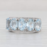 Light Gray 7.65ctw Aquamarine Diamond Ring 14k White Gold Size 7