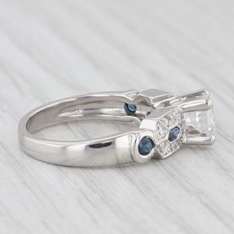 Round Semi Mount Engagement Ring Platinum Diamond Sapphire Size 6.25