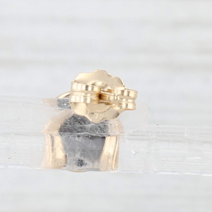 Light Gray Onyx Round Cabochon Solitaire Stud Earrings 14k Yellow Gold