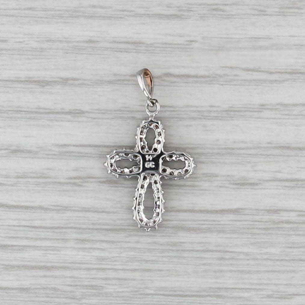 0.50ctw Diamond Cross Pendant 14k White Gold