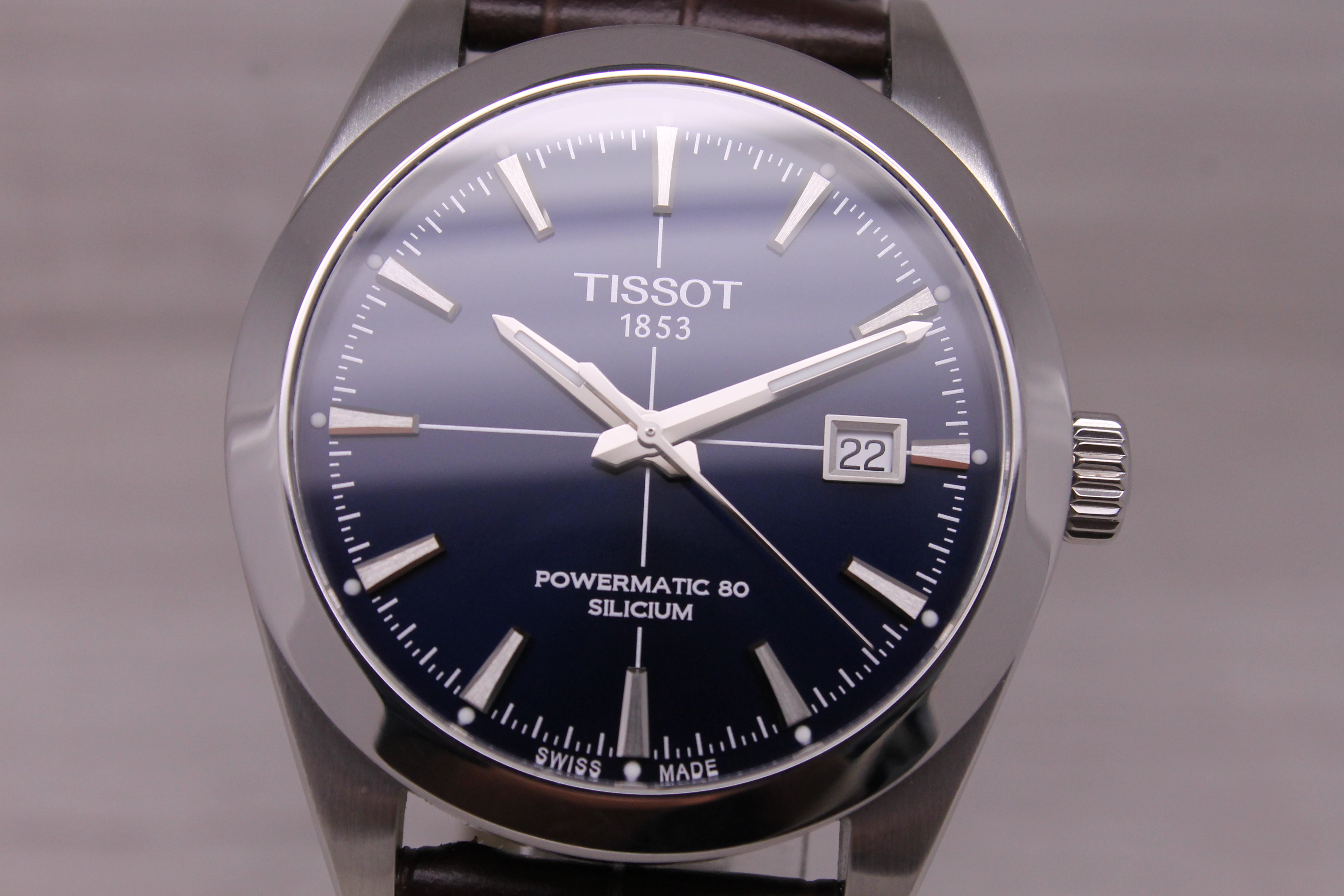 Tissot Powermatic Silicium Mens Automatic Watch 40mm Blue Dial With Box & Cards