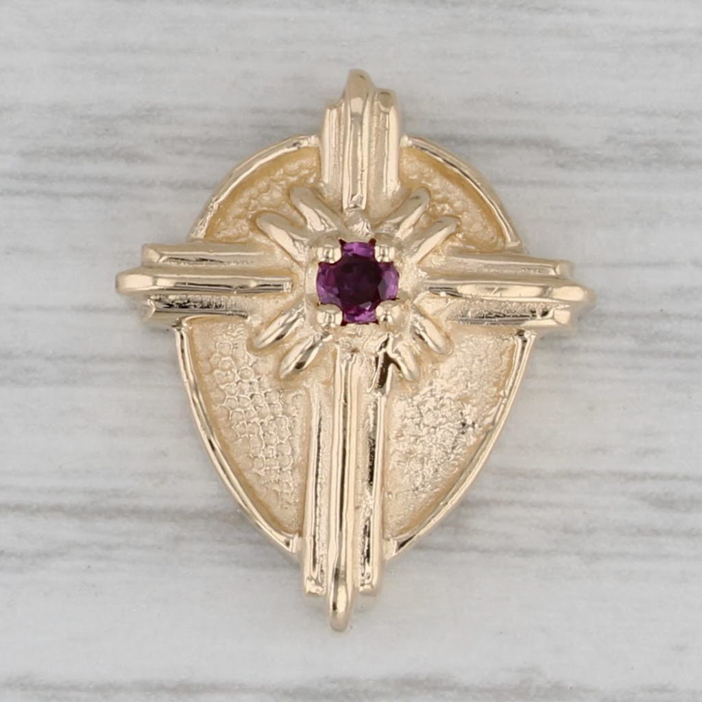 Gray Ruby Cross Slide Bracelet Charm 14k Yellow Gold Goldmen Kolber