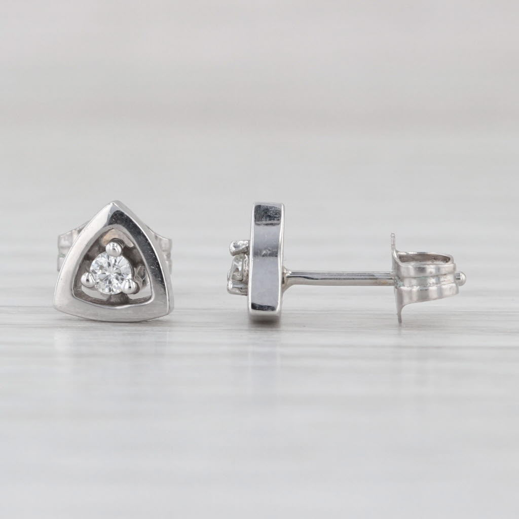 Diamond Stud Earrings 14k White Gold Round Solitaire Studs