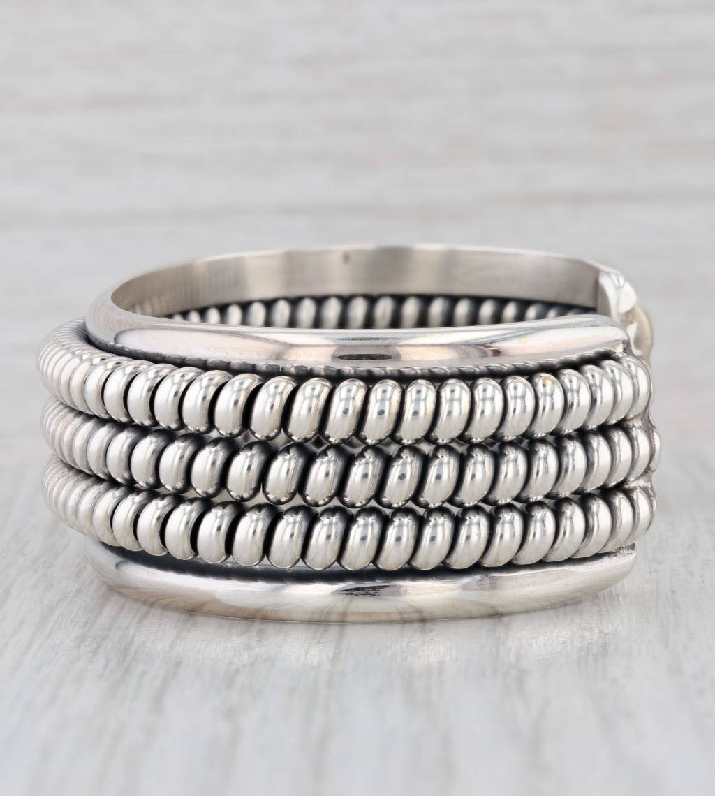 P Tsosie Sr Navajo Native American Cuff Bracelet Sterling Silver 6.5" 21.1mm