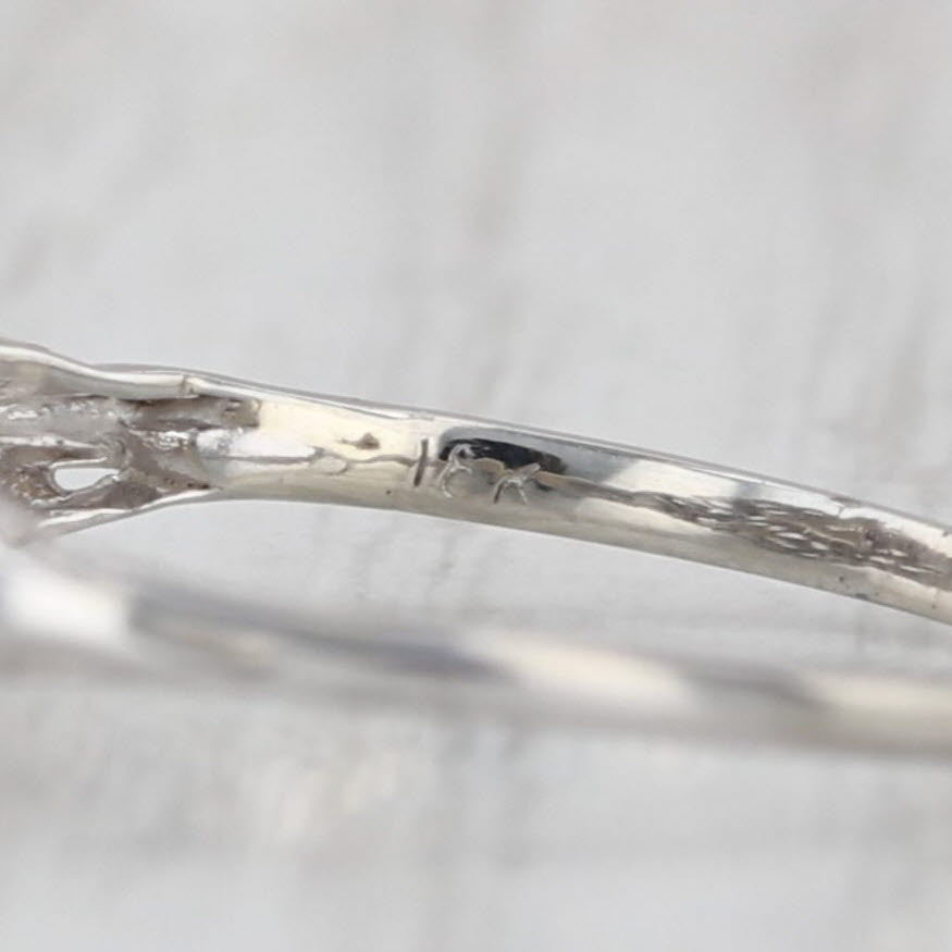 Art Deco Diamond Solitaire Filigree Ring 18k White Gold Size 4.75