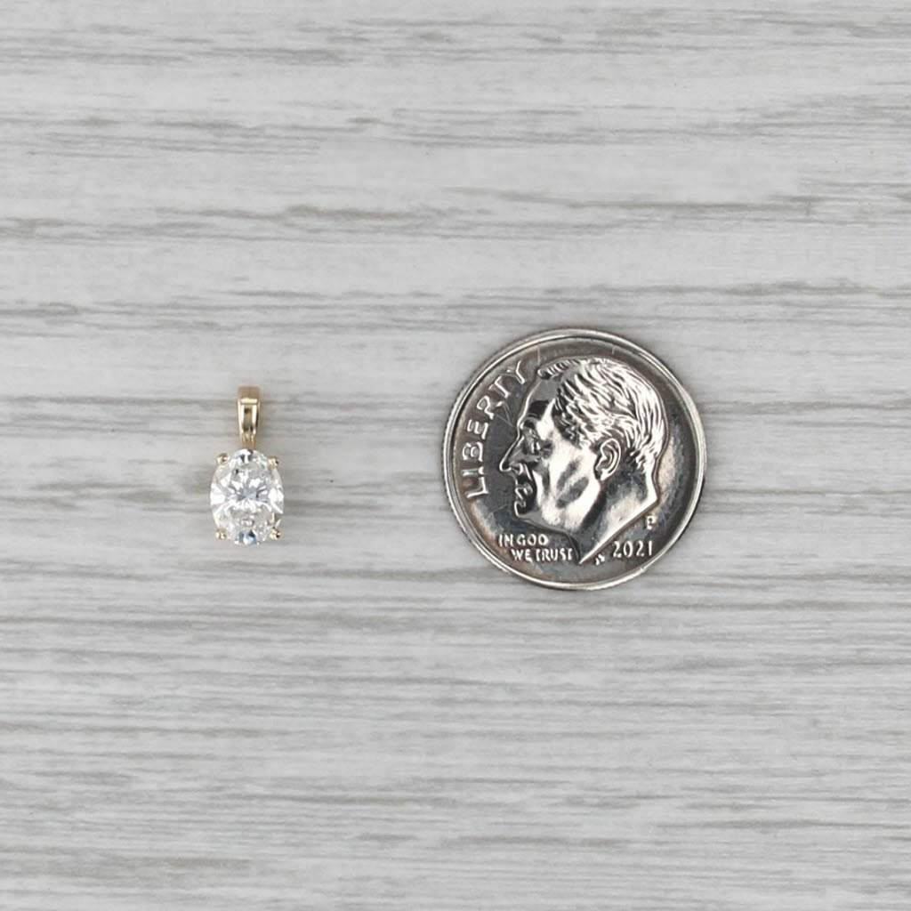 New 0.59ct Oval Diamond Solitaire Pendant 14k Yellow Gold Small Drop