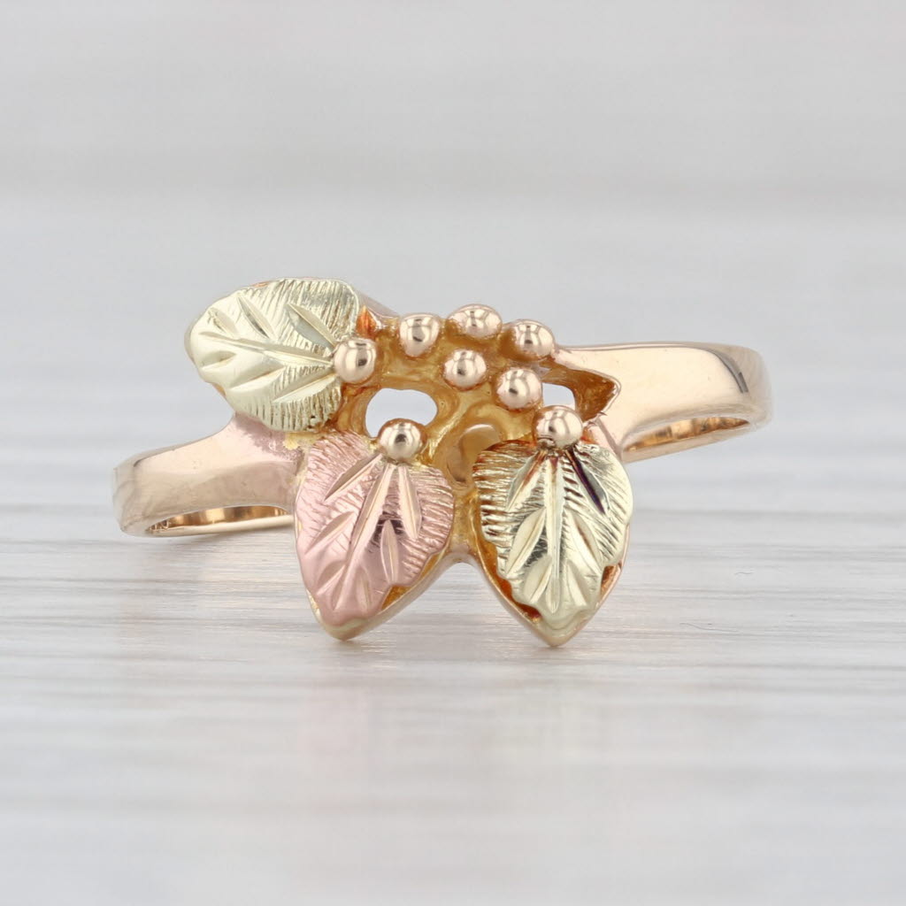 Landstorms Black Hills Gold Leaves Ring 10k Yellow Rose Green Gold Size 7.75