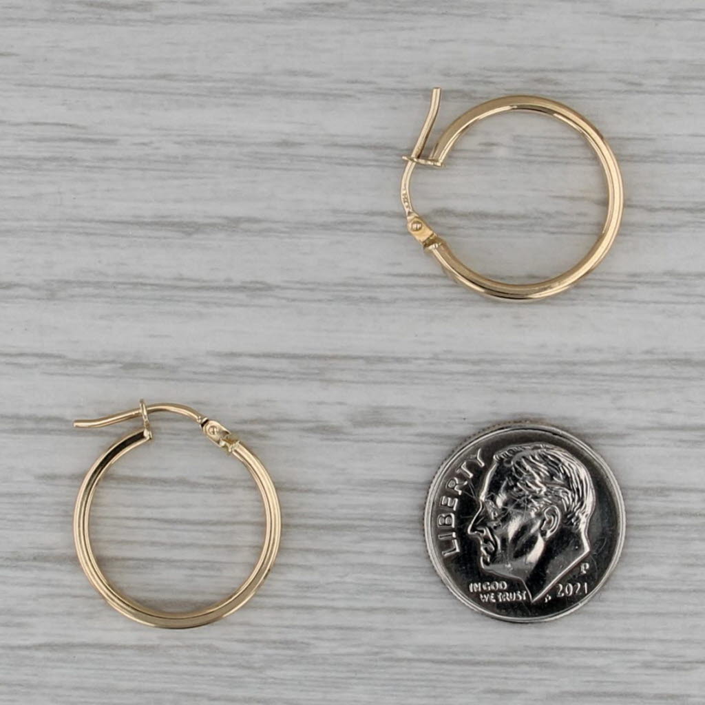 Round Hoop Earrings 18k Yellow Gold 19 x 3mm Snap Top Hoops