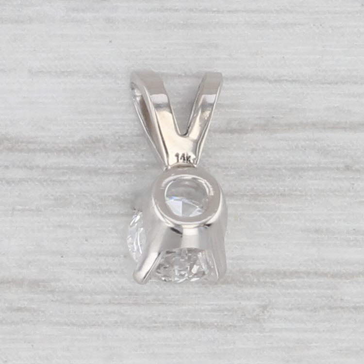 New Small 0.25ct Diamond Solitaire Pendant 14k White Gold Round Brilliant Cut