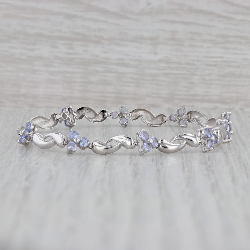 Gray 2ctw Tanzanite Cluster Bracelet 14k White Gold 7”