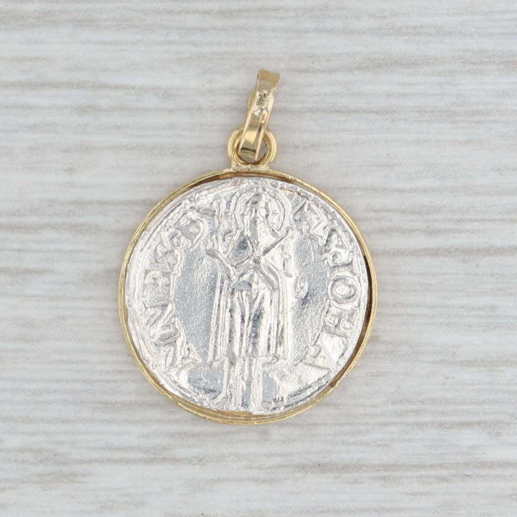Italian Florin Coin Copy Charm 14k 18k Gold Sterling Silver Vintage Pendant