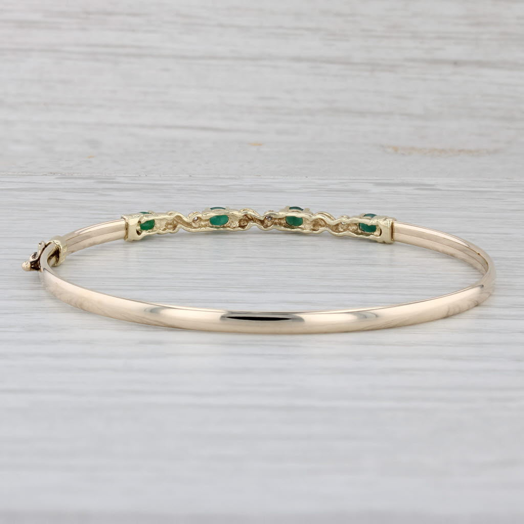 Light Gray 0.64ctw Emerald Bangle Bracelet 10k Yellow Gold 6.75"