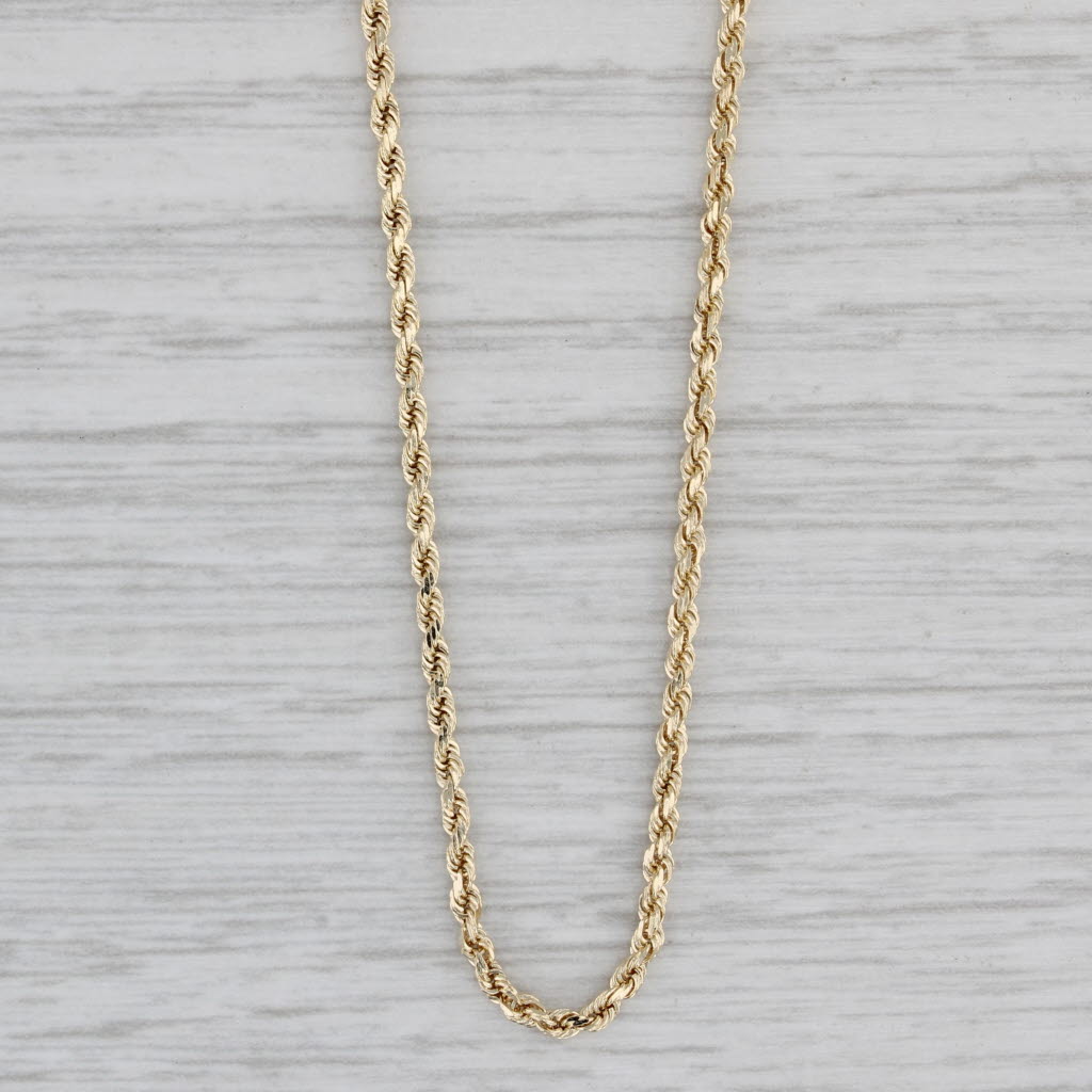 Gray Rope Chain Necklace 14k Yellow Gold 20" 1.8mm