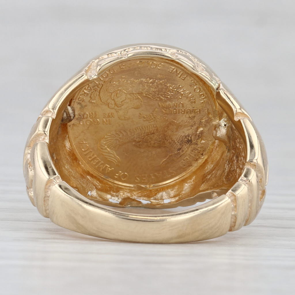 Light Gray 1998 1/10oz Gold American Eagle Coin Ring 14k 22k Yellow Gold Size 10.75