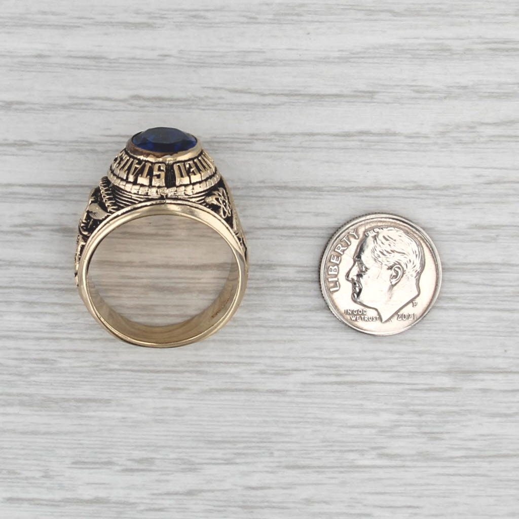 USAF Air Force Military Signet Ring Gold Alloy Lab Created Spinel Size 11.5