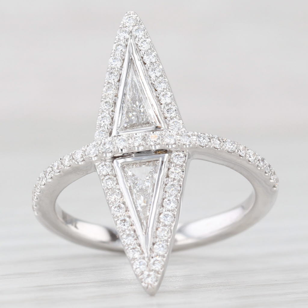 Light Gray New 0.78ctw Diamond Marquise Ring 18k White Gold Size 6.5
