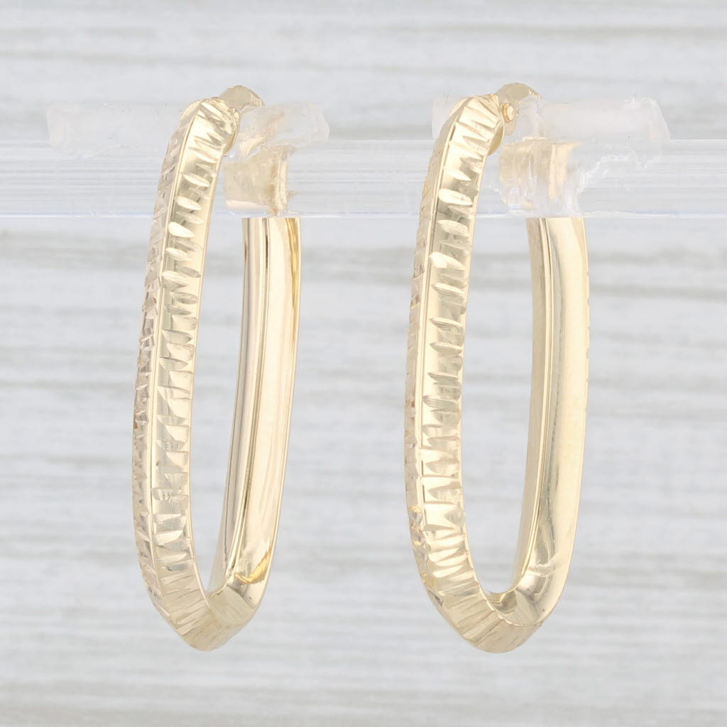 Light Gray New Oval Hoop Earrings 14k Yellow Gold Snap Top Pierced Hoops