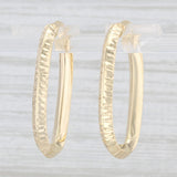 New Oval Hoop Earrings 14k Yellow Gold Snap Top Pierced Hoops