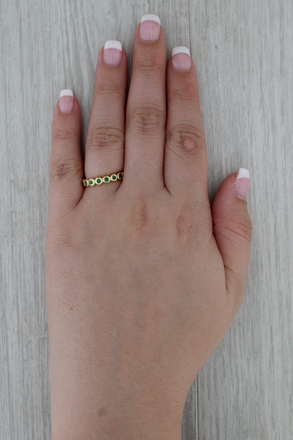 0.50ctw Emerald Eternity Band 18k Yellow Gold Size 6.5 Stackable Wedding Ring
