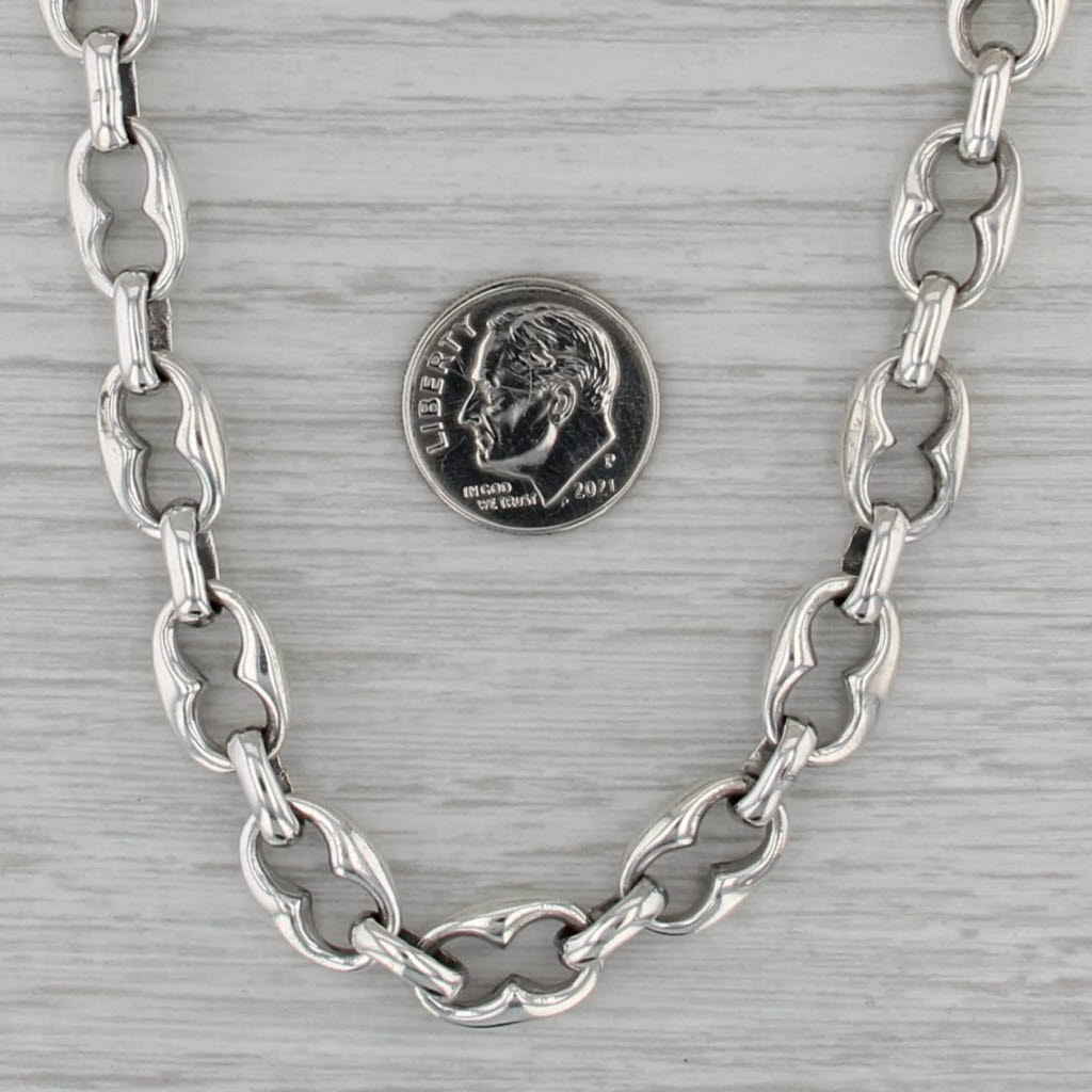 Anchor Mariner Chain Necklace Sterling Silver 16.5" 9.1mm Toggle Clasp Zina