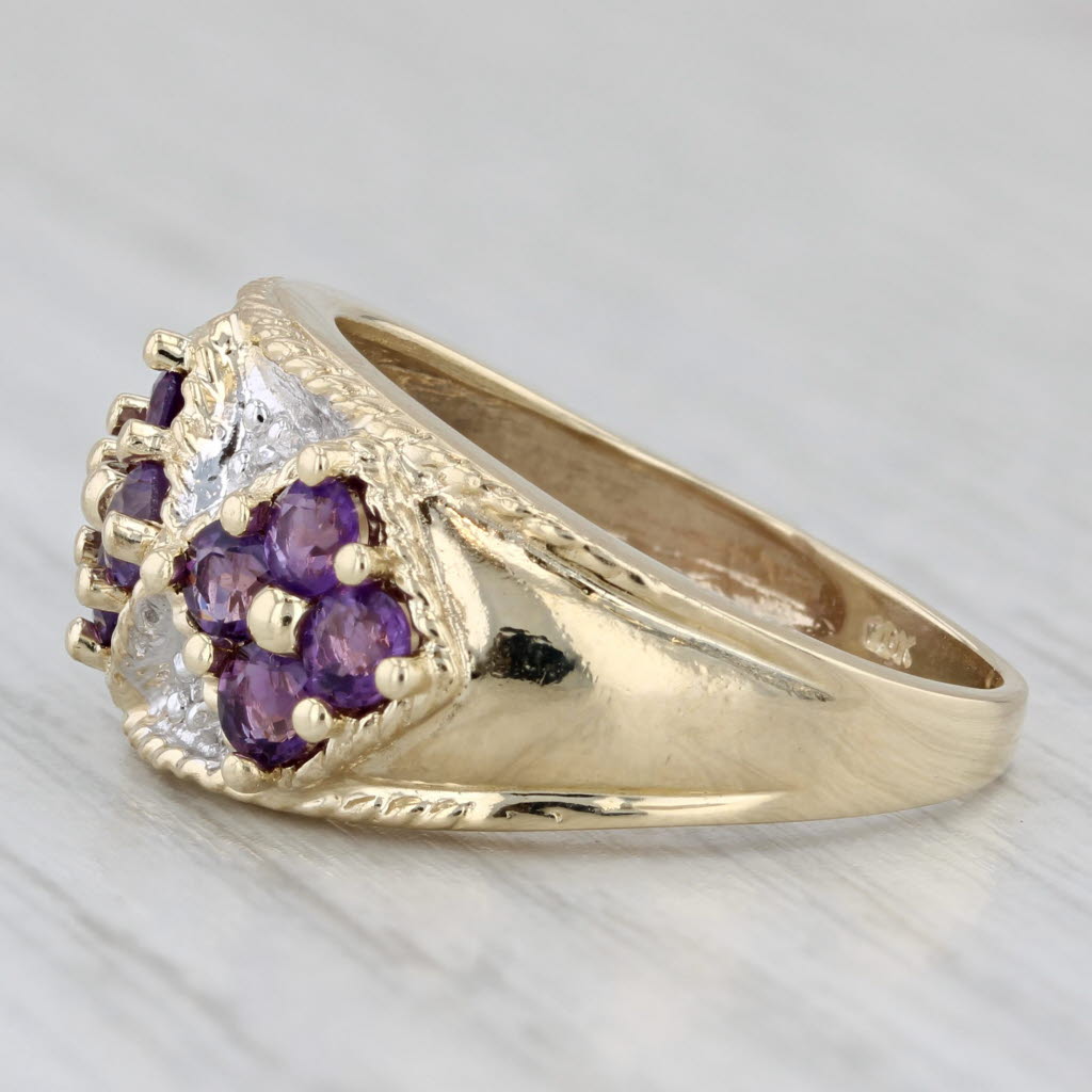 Gray 1.20ctw Amethyst Diamond Cluster Ring 10k Yellow Gold Size 7.75