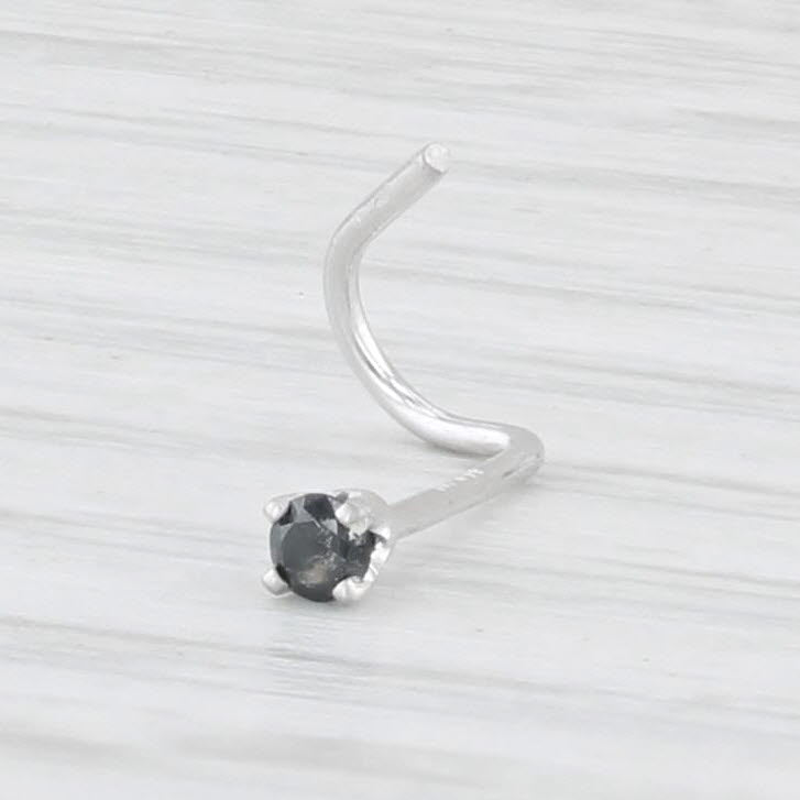 Light Gray New Black Diamond Solitaire Nose Stud Piercing 14k White Gold