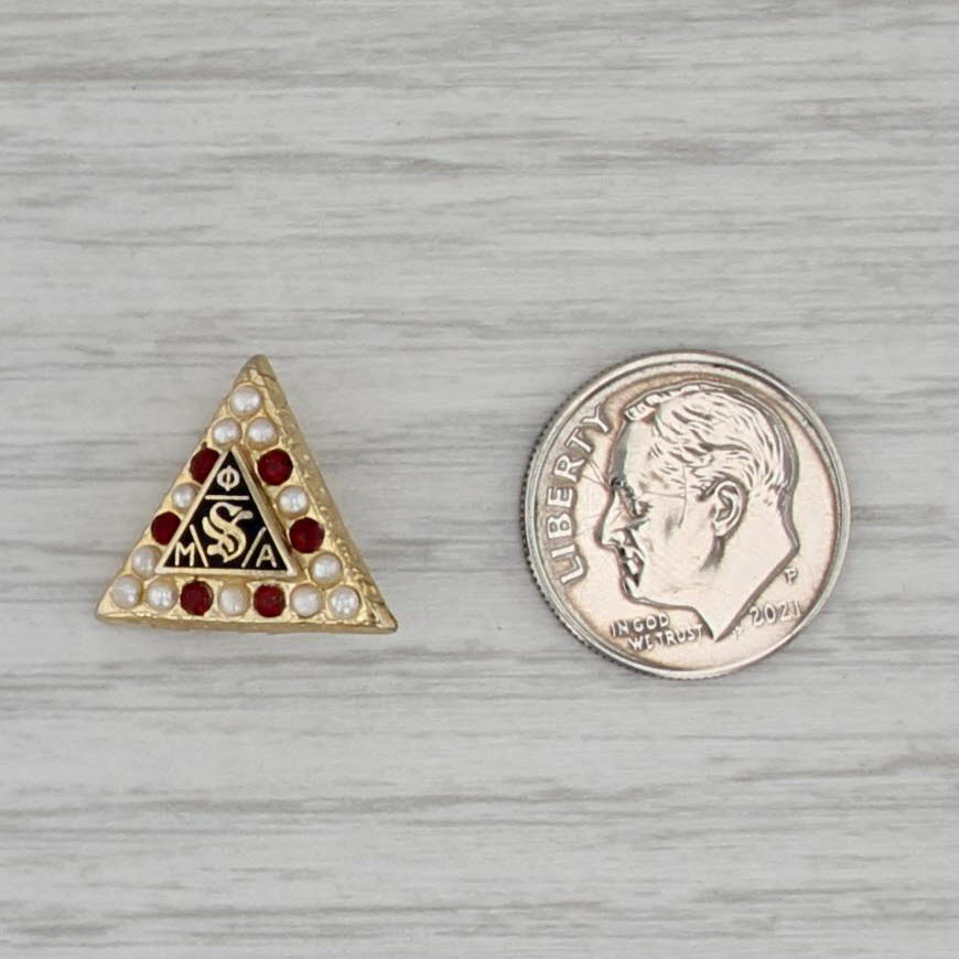 Phi Mu Alpha Badge Sinfonia Music Fraternity Pin Imitation Pearls & Garnets