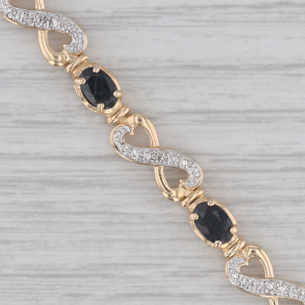 Gray 4.80ctw Blue Sapphire Bracelet Sterling Silver Gold Plated Diamond Accents 6.25"