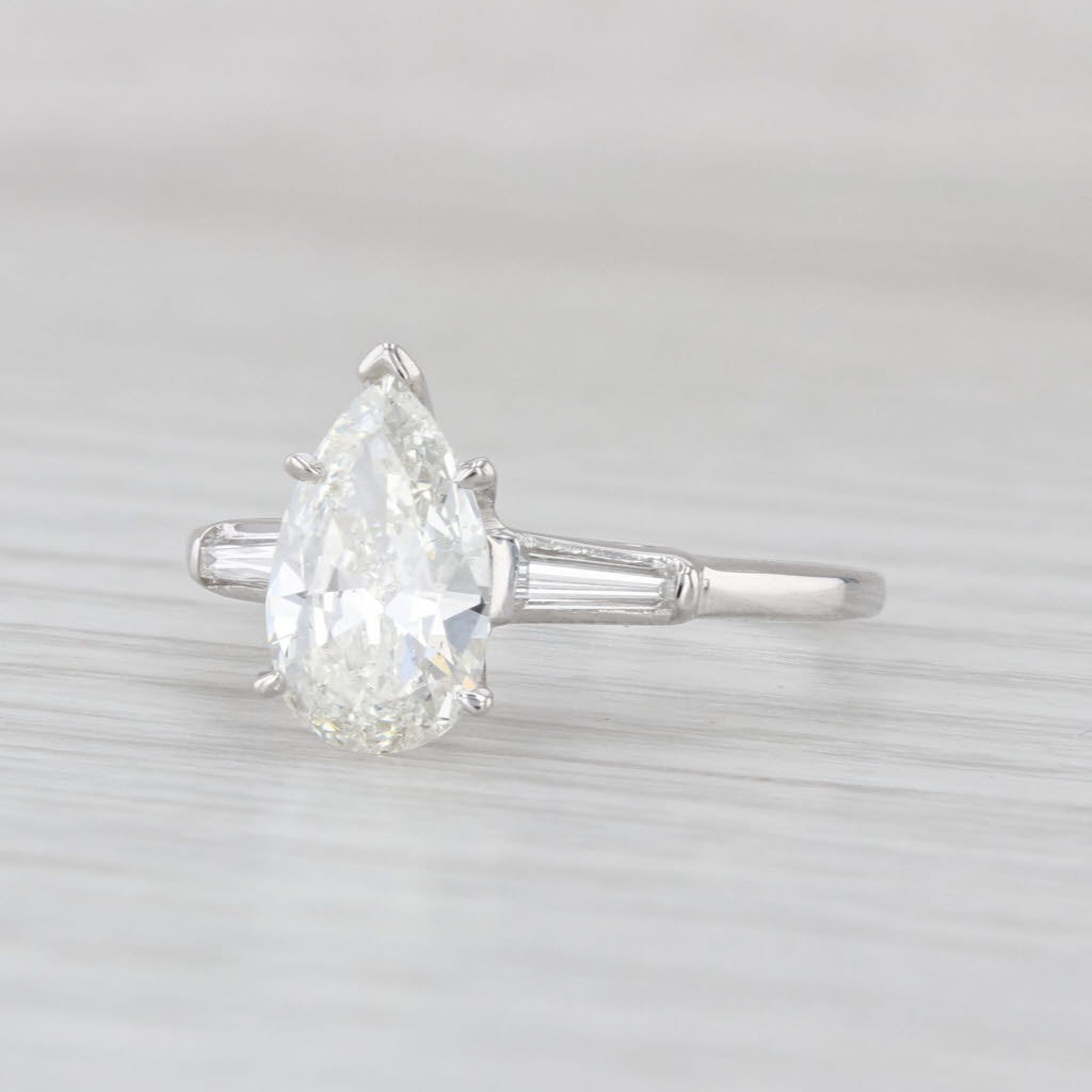 1.81ctw Pear Diamond Engagement Ring 14k-18k White Gold Size 8.75 GIA
