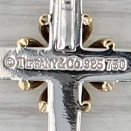 Tiffany & Co Beveled Cross Pendant Sterling Silver 18k Gold