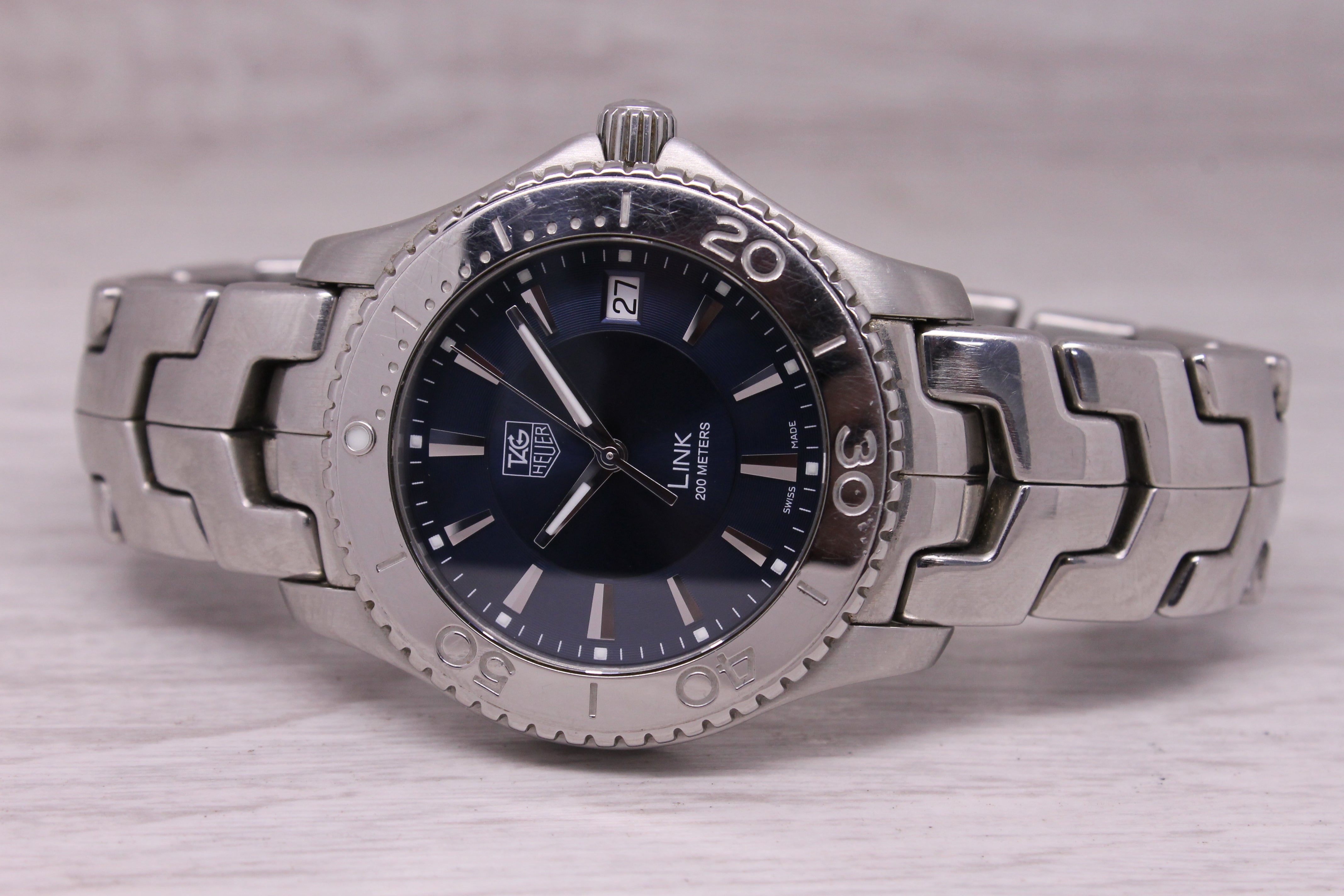 TAG Heuer Link Mens Blue Dial Watch 39mm WJ1112-0 Stainless Swiss Quartz Date