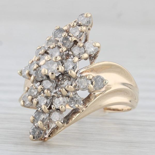 0.49ctw Diamond Cluster Bypass Ring 10k Yellow Gold Size 8.5 Cocktail