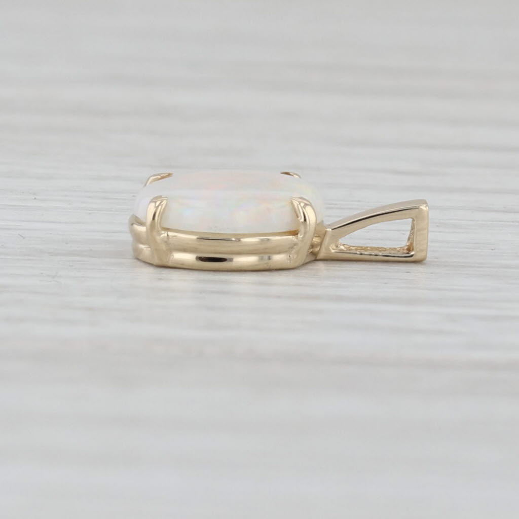 Oval Opal Cabochon Pendant 14k Yellow Gold Small Drop