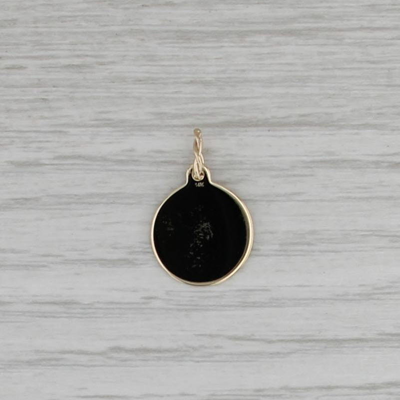 Engraved Letter Initial "A" Pendant 14k Yellow Gold Small Round Charm