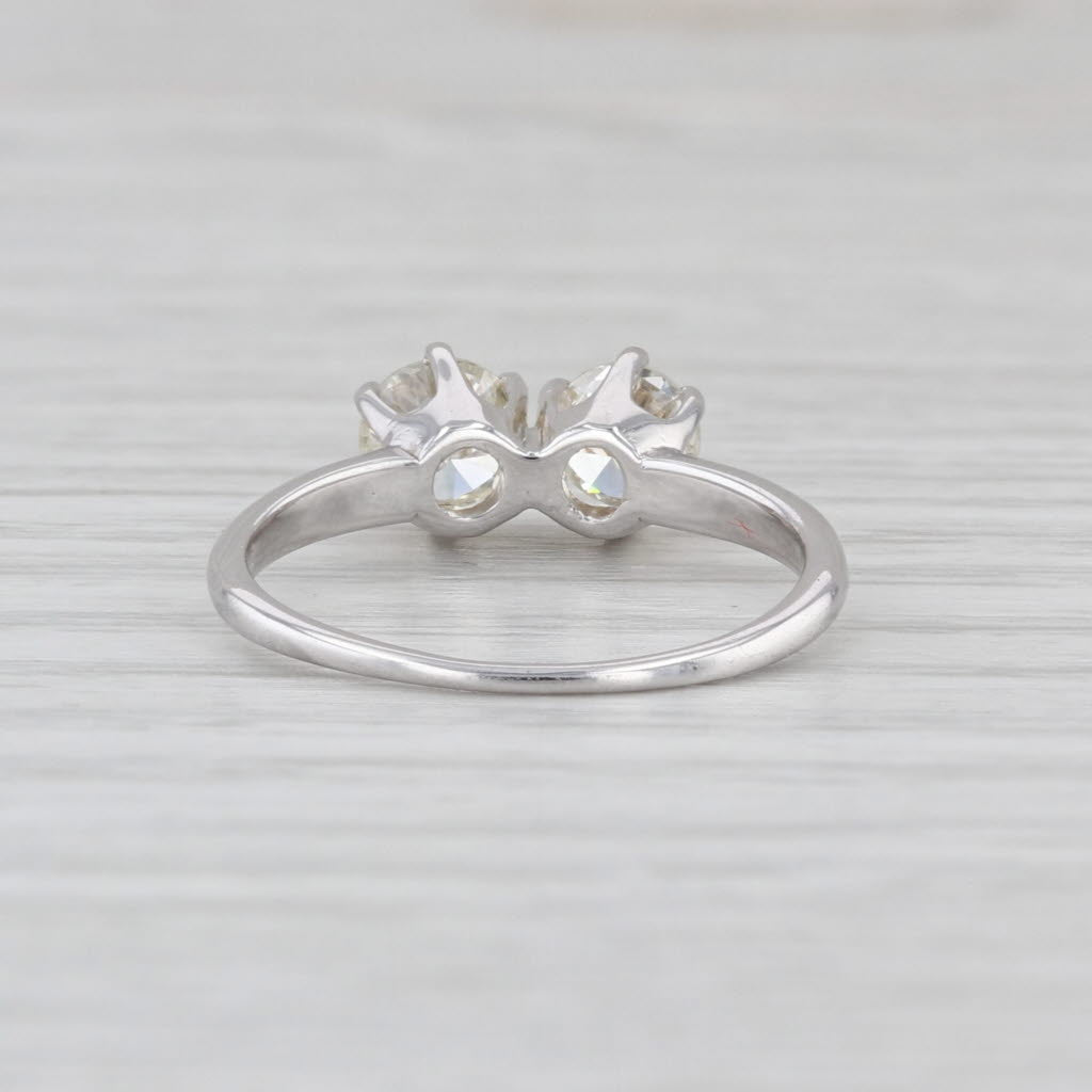 Toi et Moi 0.88ctw 2 Diamond Ring 14k White Gold Size 6 Anniversary Engagement