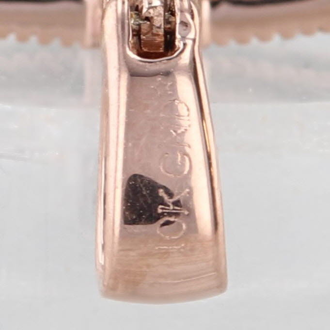 Brown Orange Diamond Cross Pendant 10k Rose Gold Small Drop