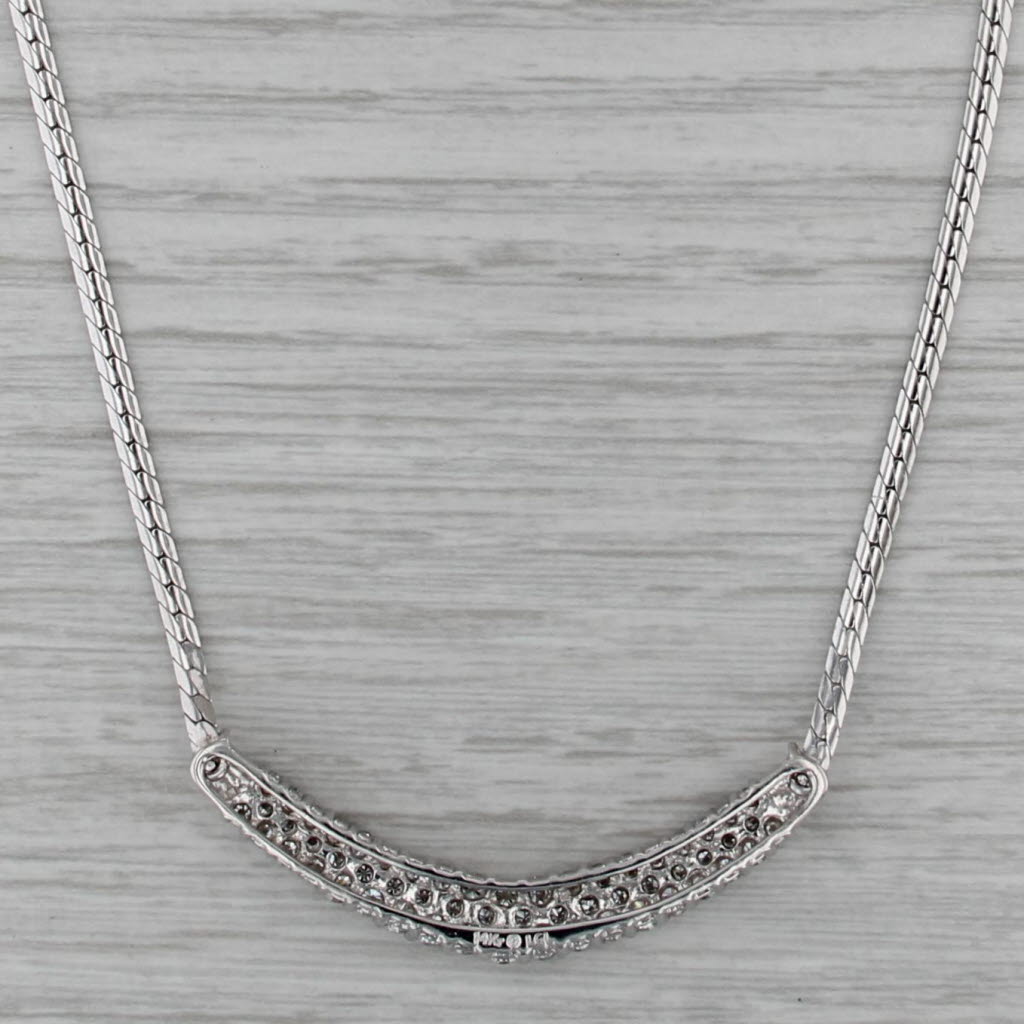 1.75ctw Diamond V Necklace Herringbone Chain 14k White Gold 17"