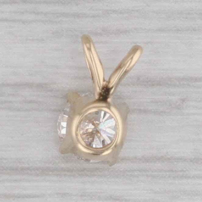 Gray 0.36ct Round Diamond Solitaire Pendant 14k Yellow Gold Small Drop