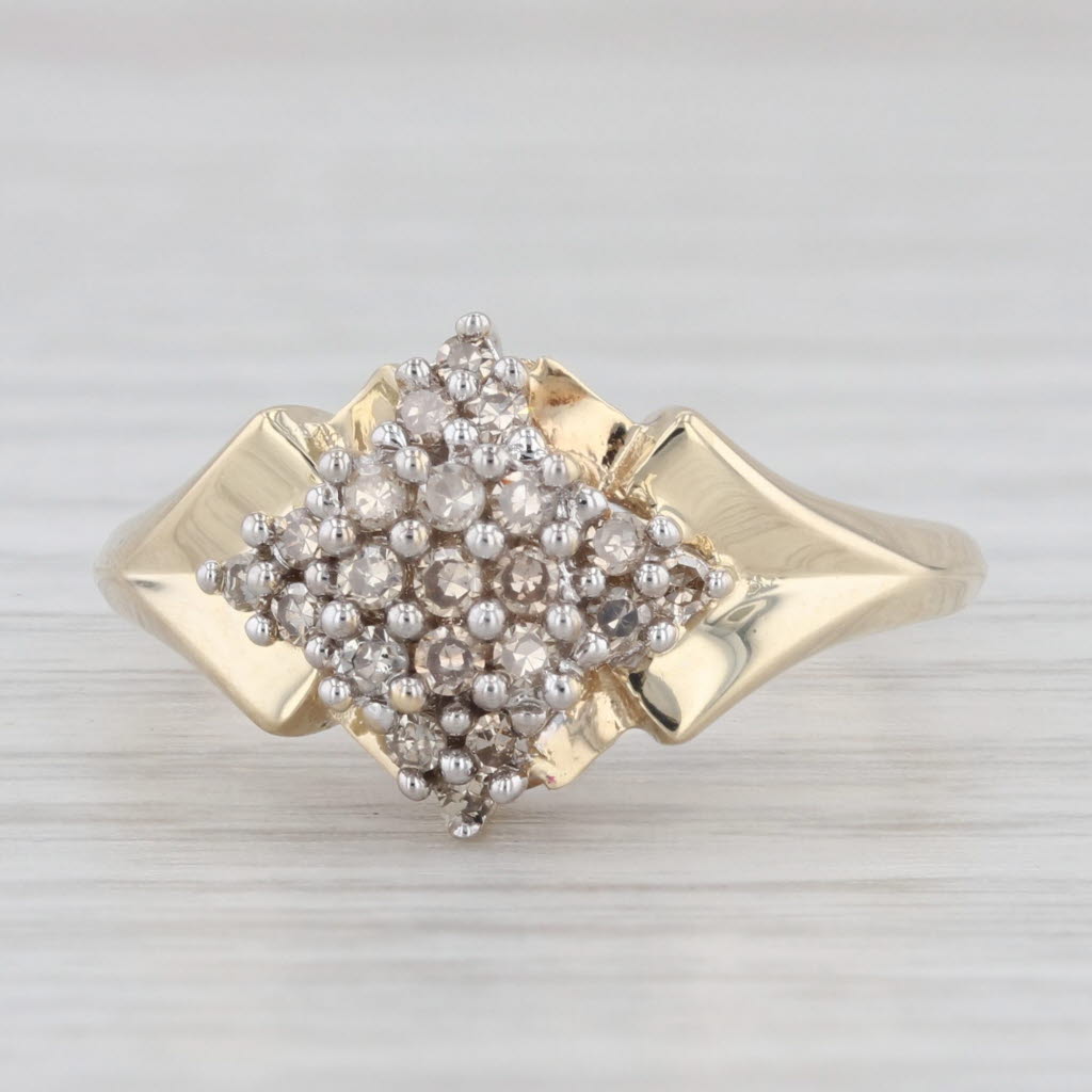 Light Gray 0.19ctw Diamond Cluster Ring 10k Yellow Gold Size 7.25