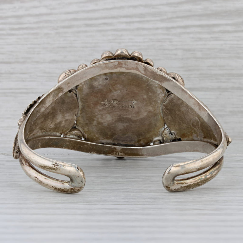 Native American Lapis Lazuli Cuff Bracelet sterling Silver Vintage Signed 6.75"