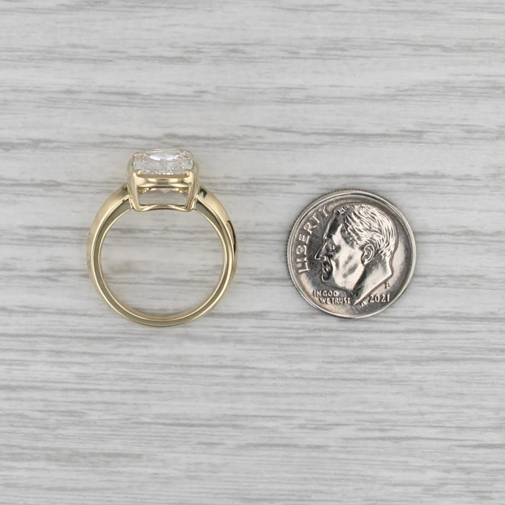 IGI 4ct Lab Grown Cushion Solitaire Engagement Ring 14k Yellow Gold Size 6