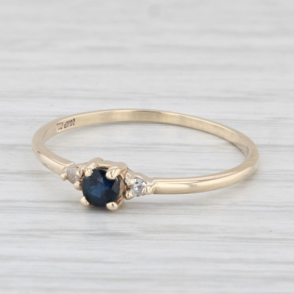 Light Gray 0.20ctw Blue Sapphire Diamond Ring 10k Yellow Gold Size 6.25 Small Stackable