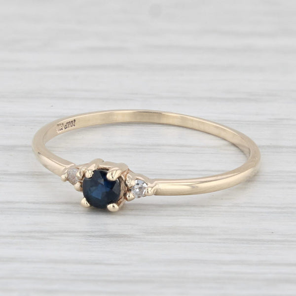 0.20ctw Blue Sapphire Diamond Ring 10k Yellow Gold Size 6.25 Small Stackable