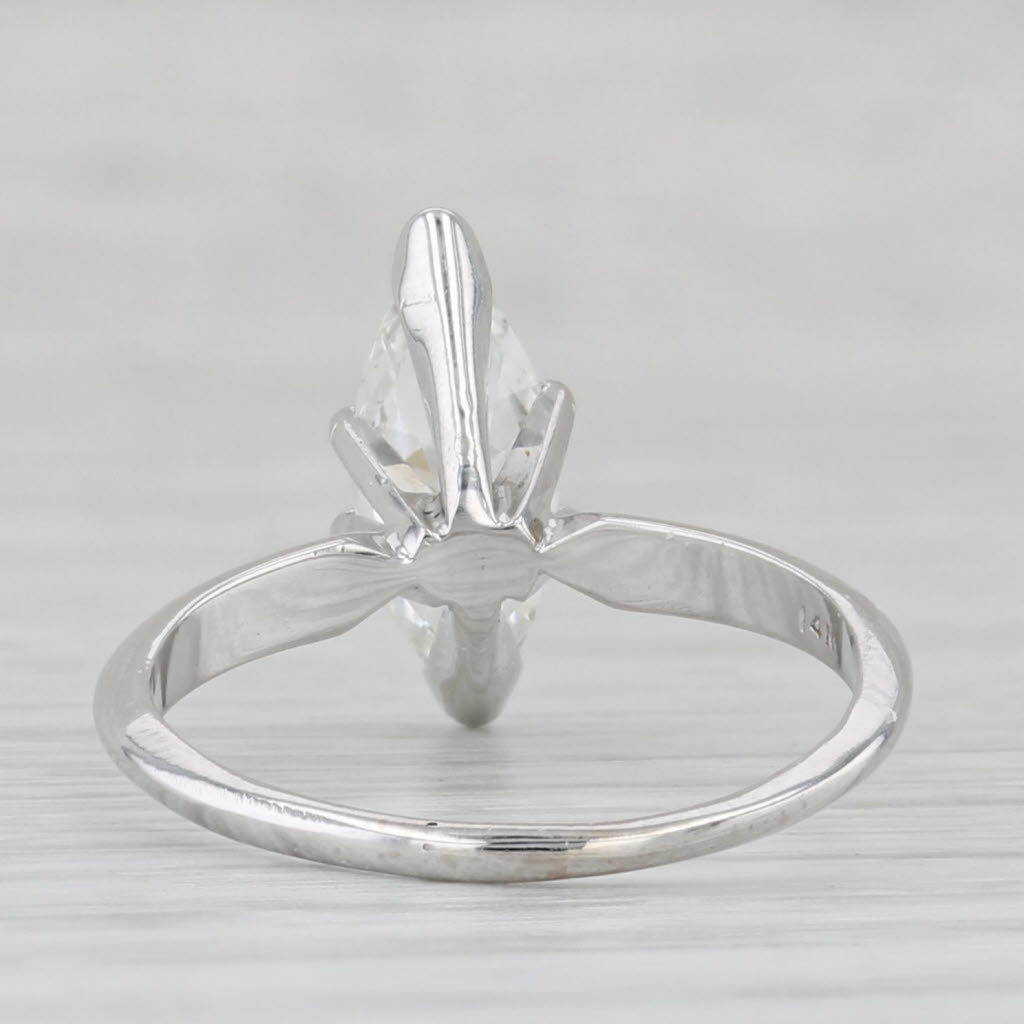 Light Gray 0.83ct Marquise Brilliant Solitaire Engagement Ring 14k White Gold Size 5.5