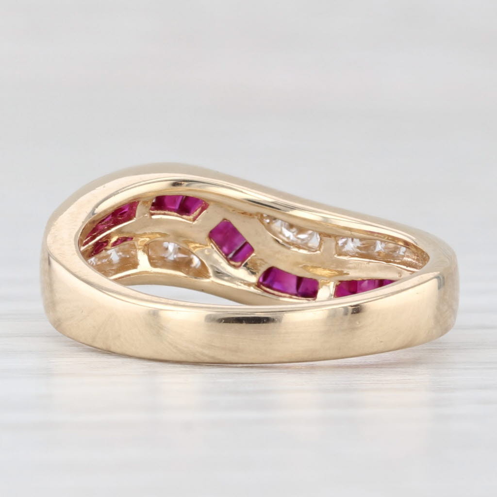 Light Gray 1.04ctw Ruby Diamond Contoured Ring 14k Yellow Gold Size 6.5 Band