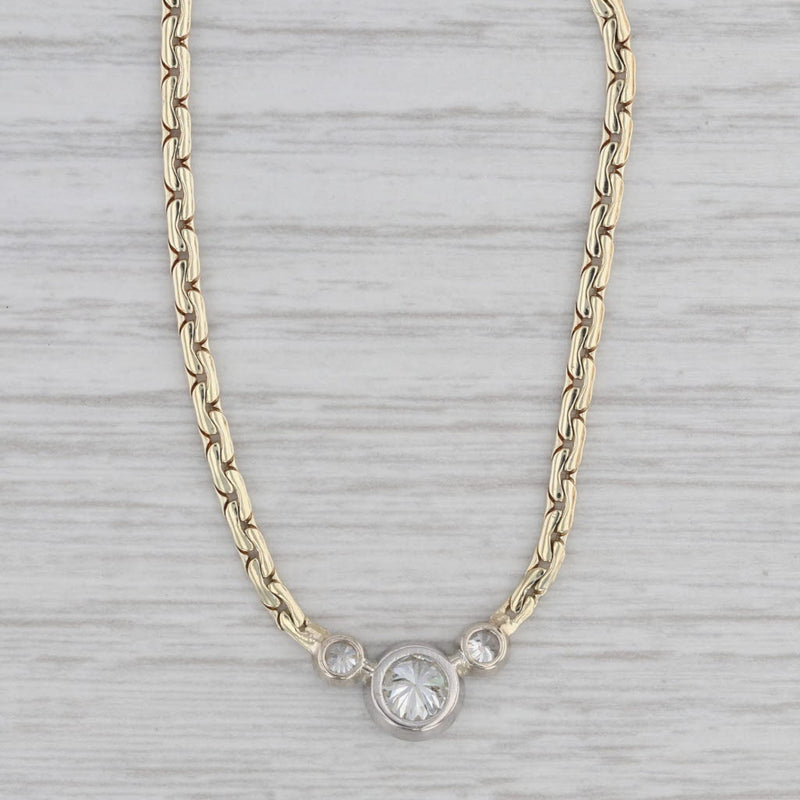 0.70ctw Diamond V Necklace Palladium 14k Yellow Gold 16.25" C Link Chain