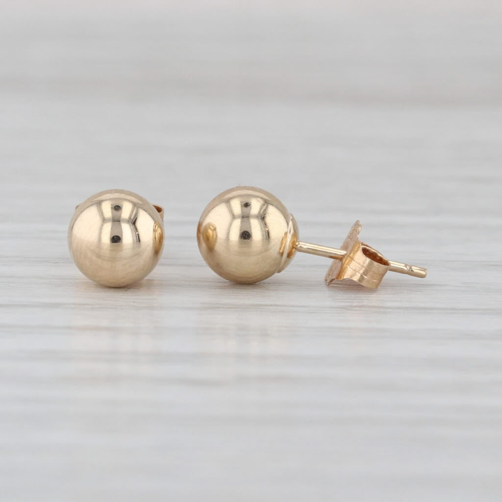 Bead Stud Earrings 14k Yelllow Gold 5.8mm Round Studs