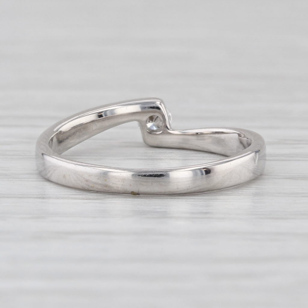 Diamond Solitaire Bypass Ring 14k White Gold Size 4.5 Stackable