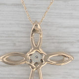 Diamond Cross Pendant Necklace 10k Yellow Gold 18.75" Rope Chain